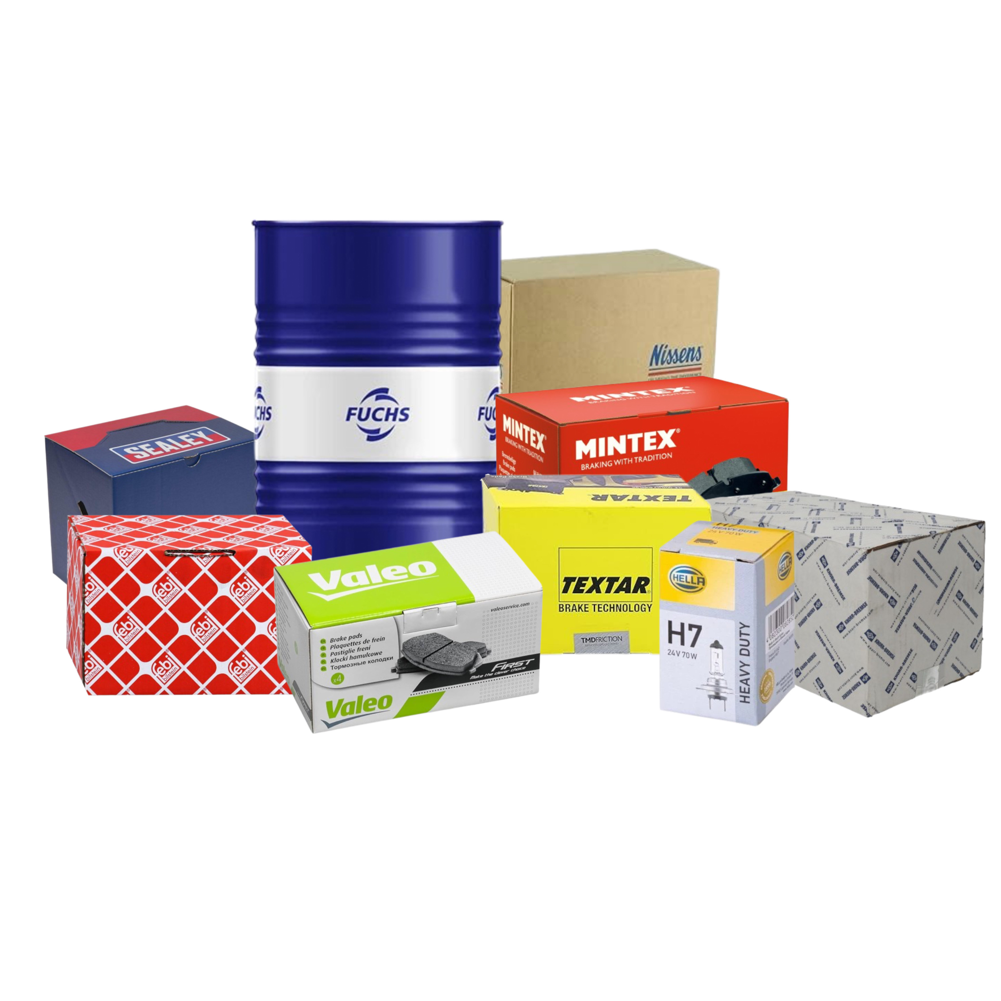 Fully stocked 15,000 square foot commercial vehicle parts warehouse featuring air brake kits and axles